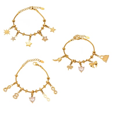 1 Piece Delicate Heart Stainless Steel Gold Color Women's Charm Bracelets h5 Picture11