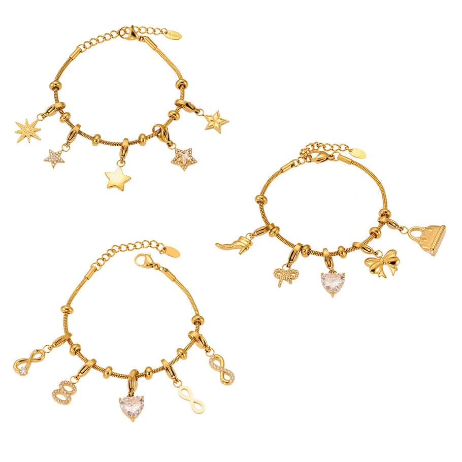 1 Piece Delicate Heart Stainless Steel Gold Color Women's Charm Bracelets Picture11