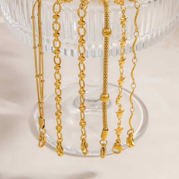 1 Piece Simple Chain Stainless Steel  Gold Color  Women's Chain Bracelets 2