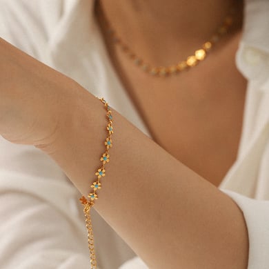1 Stück einfache Blume Edelstahl Gold Farbe Damen Schmuck Sets h5 Bild3