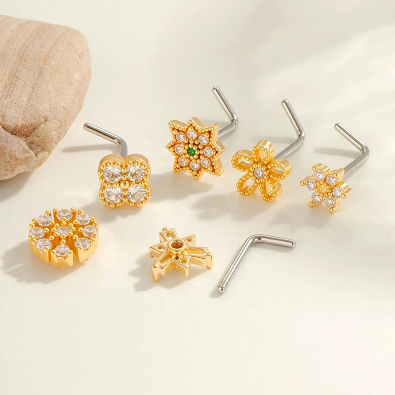 1 Piece Copper Gold Color Zircon Nose Stud h5Picture3