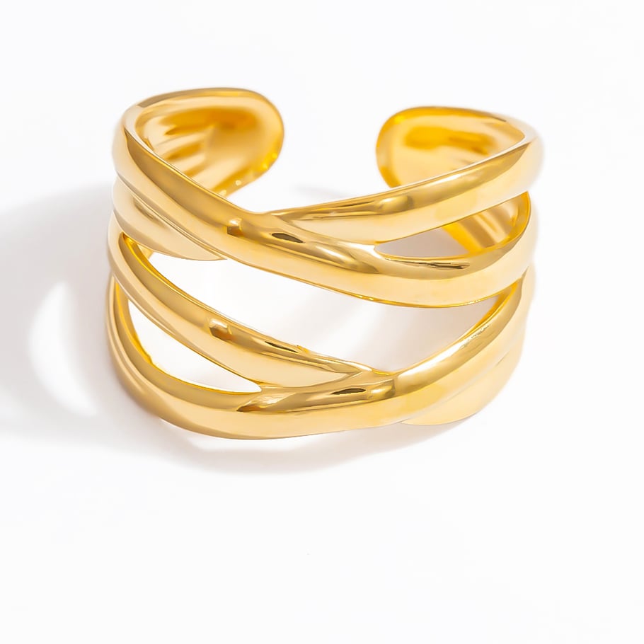 1 stuk roestvrijstalen statement ring in goudkleur 