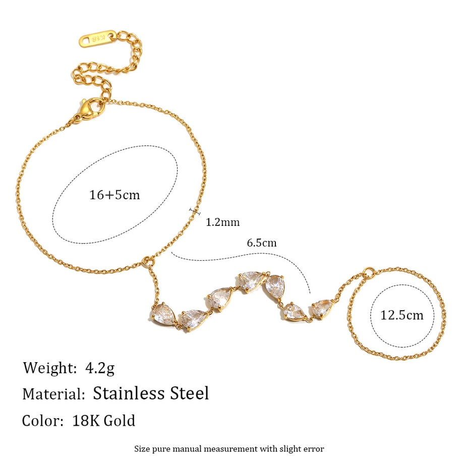 1 Piece Luxurious Series Elegant Irregular Shape Stainless Steel Zircon Women's Chain Bracelets 