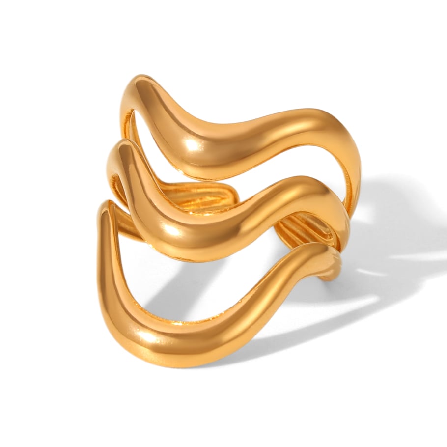 1 Stück einfache Statement-Ringe aus Edelstahl mit täglichen Linien in Goldfarbe 