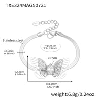 TXE324-Bracciale in acciaio con zirconi a farfalla 15+5 cm Immagine4