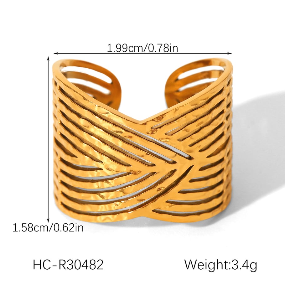 1 Piece Simple Series Daily Plant Stainless Steel  Gold Color Statement Rings Picture2