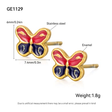 1 Pair Butterfly Stainless Steel  Gold Color Stud Earrings h5 Picture2