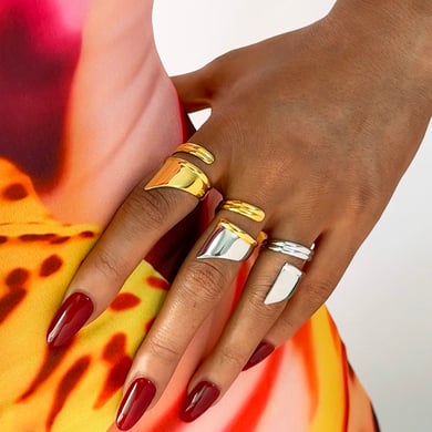 1 Piece  Casual Irregular Shape Stainless Steel  Gold Color  Statement Rings h5 Picture6