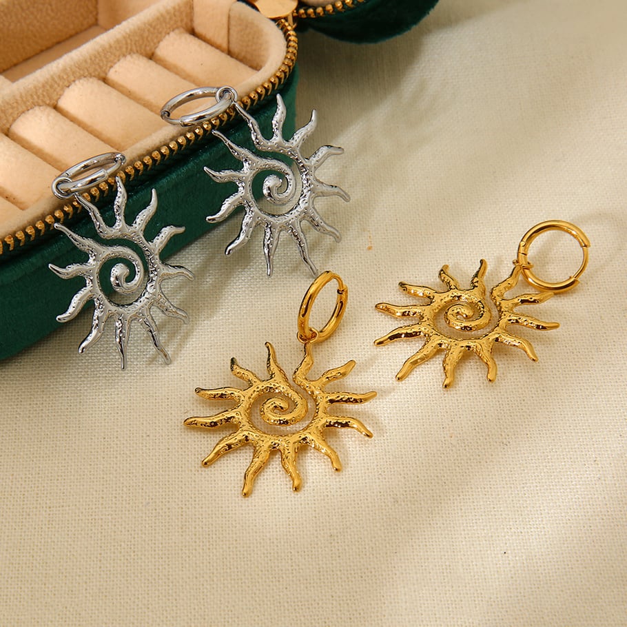 1 Pair Classic Series Retro Sun/Moon Stainless Steel  Dangle Earrings Picture2