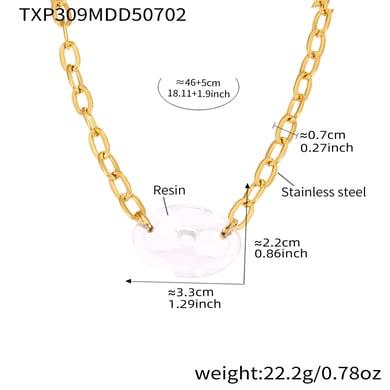 1 Piece Chic Irregular Shape Stainless Steel Gold Color Women's Pendant Necklaces h5 