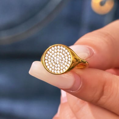 1 pezzo di anello da donna in acciaio inossidabile con zirconi e pietre preziose, stile geometrico minimalista h5 Immagine3