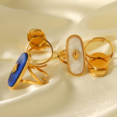 1 Stück Simple Series Täglich unregelmäßig geformte Statement-Ringe aus Edelstahl mit Muschel h5 Bild5