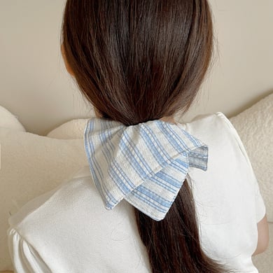 1 Piece Casual Strip Blue Canvas Women's Scrunchies h5 Picture4