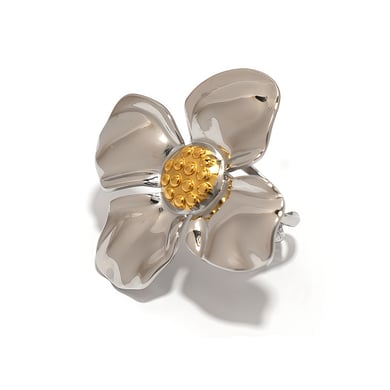 Leichte, luxuriöse, schlichte Statement-Ringe aus Edelstahl mit Blumenmuster h5 