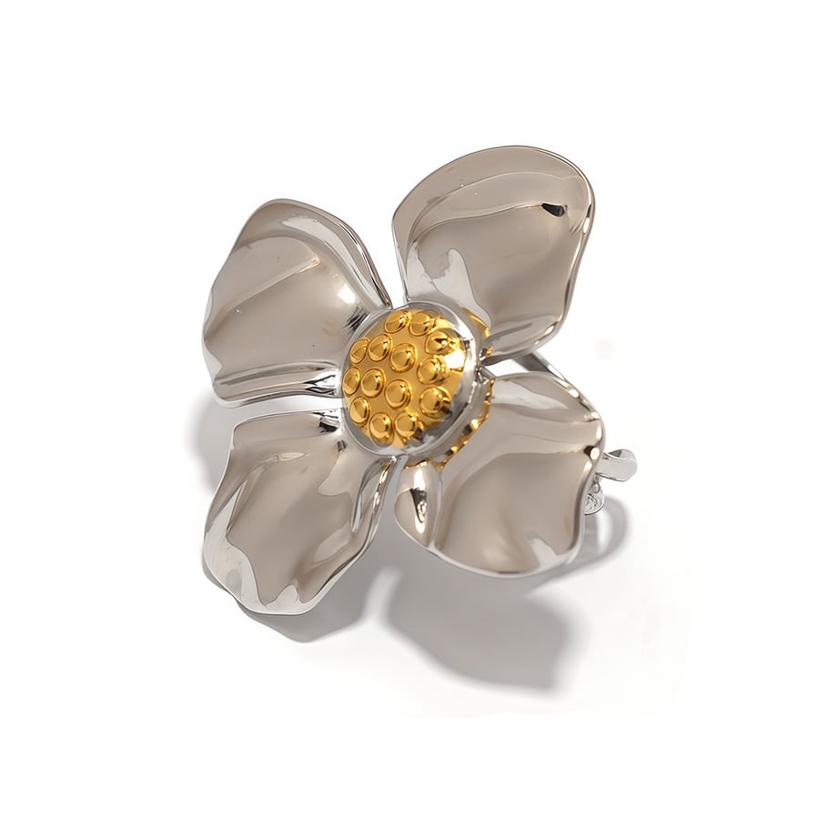 Leichte, luxuriöse, schlichte Statement-Ringe aus Edelstahl mit Blumenmuster 
