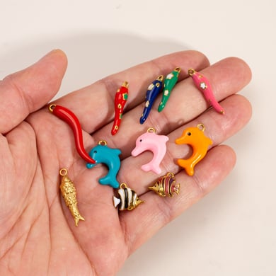 Classic Ocean Series Cute Dolphin Stainless Steel DIY Pendant h5 Picture3