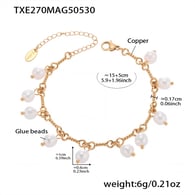 TXE270-round pearl tassel bracelet 15+5cm Picture4