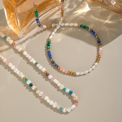 1 Piece Pearl Natural Stone Beaded Necklace h5 Picture3