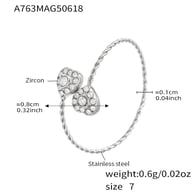 A763-Steel 5A Zircon Love Ring/No.7 Picture4