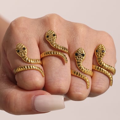 1 Piece Classic Snake Stainless Steel Gold Color Statement Rings h5 Picture3