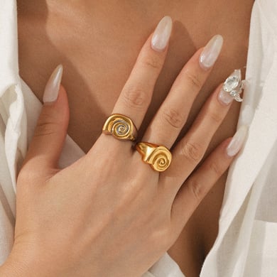 1 Stück Daily Lines Statement-Ringe aus Edelstahl in Goldfarbe h5 Bild3