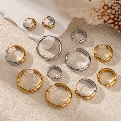 1 Pair Circle Stainless Steel Hoop Earrings h5 Picture2