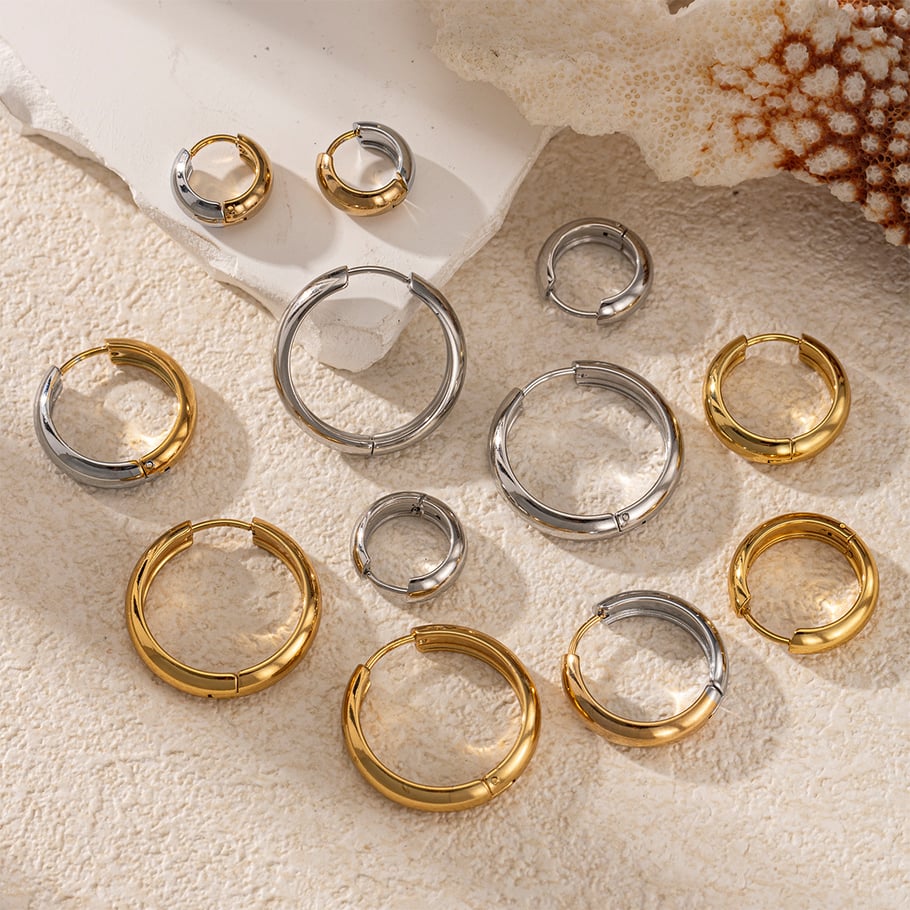 1 Pair Circle Stainless Steel Hoop Earrings Picture2