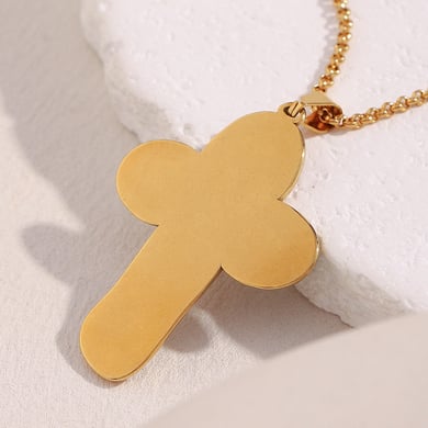 1 Piece Retro Cross Stainless Steel Gold Color Pendant Necklace h5 Picture6