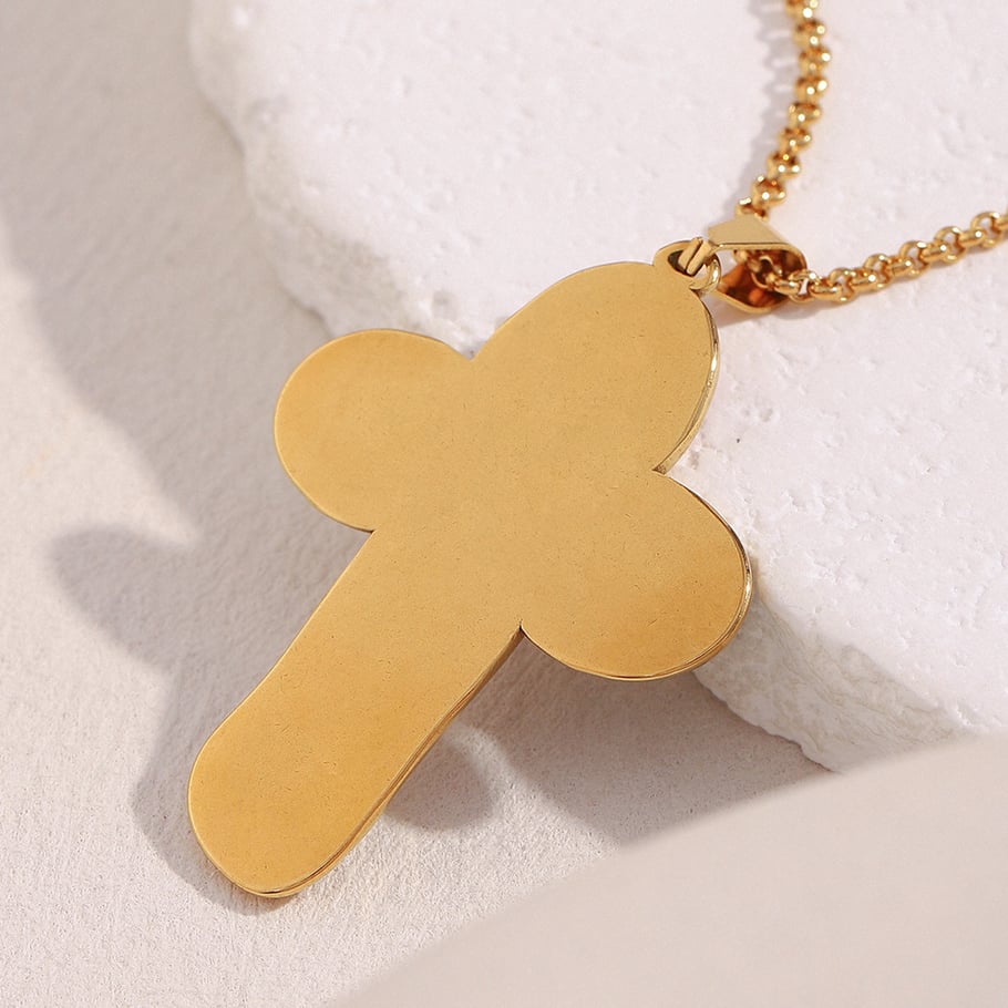 1 Piece Retro Cross Stainless Steel Gold Color Pendant Necklace Picture6