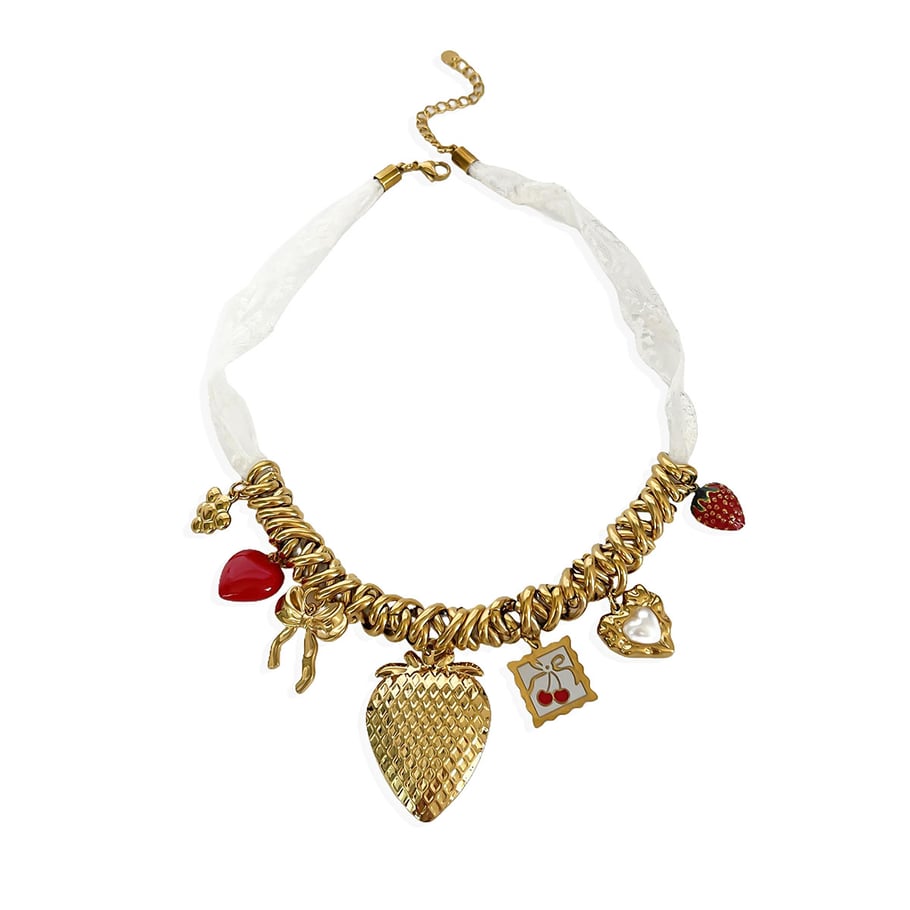 1 Piece Heart Stainless Steel Gold Color Pendant Necklace 