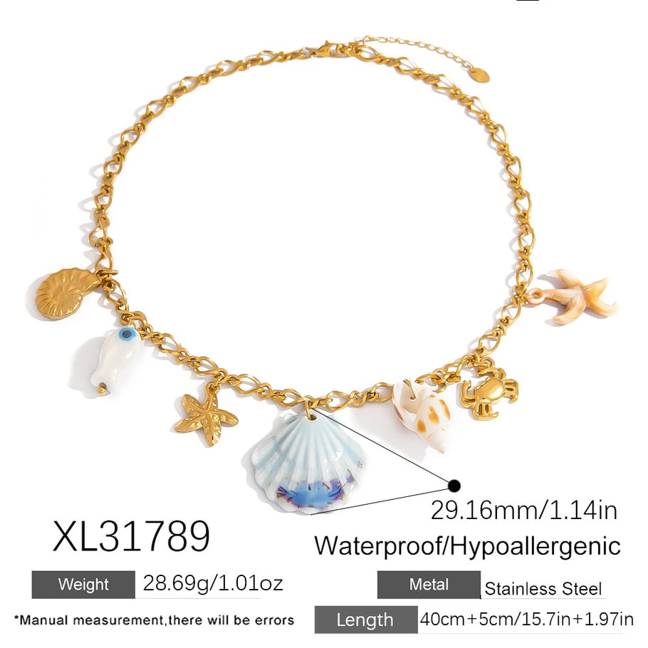 1 Piece Oceanic Stainless Steel Gold Color Pendant Necklace Picture2