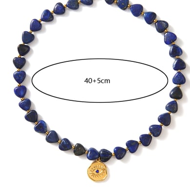 1 Piece Retro Heart Natural Stones Gold Color Beaded Necklace h5 