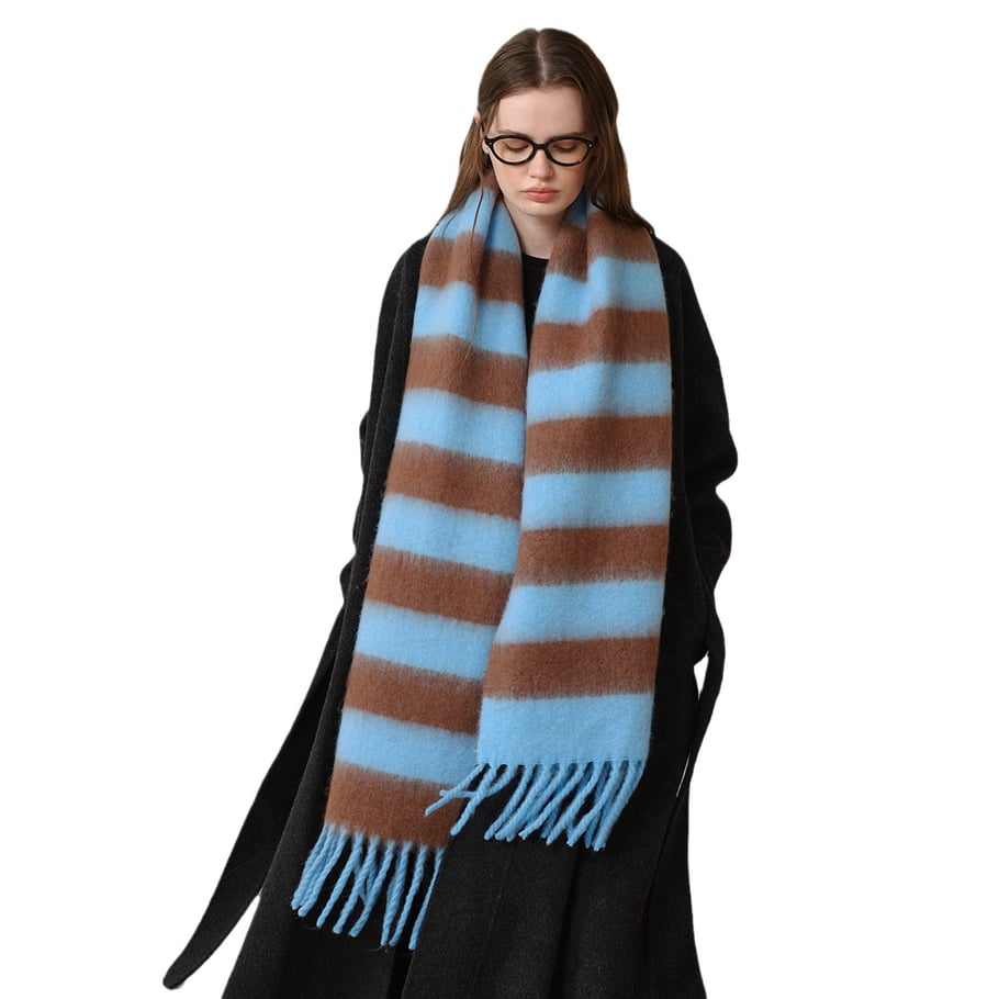 1 Stück Retro-Streifen-Rayon-Winterschals für Damen Bild4
