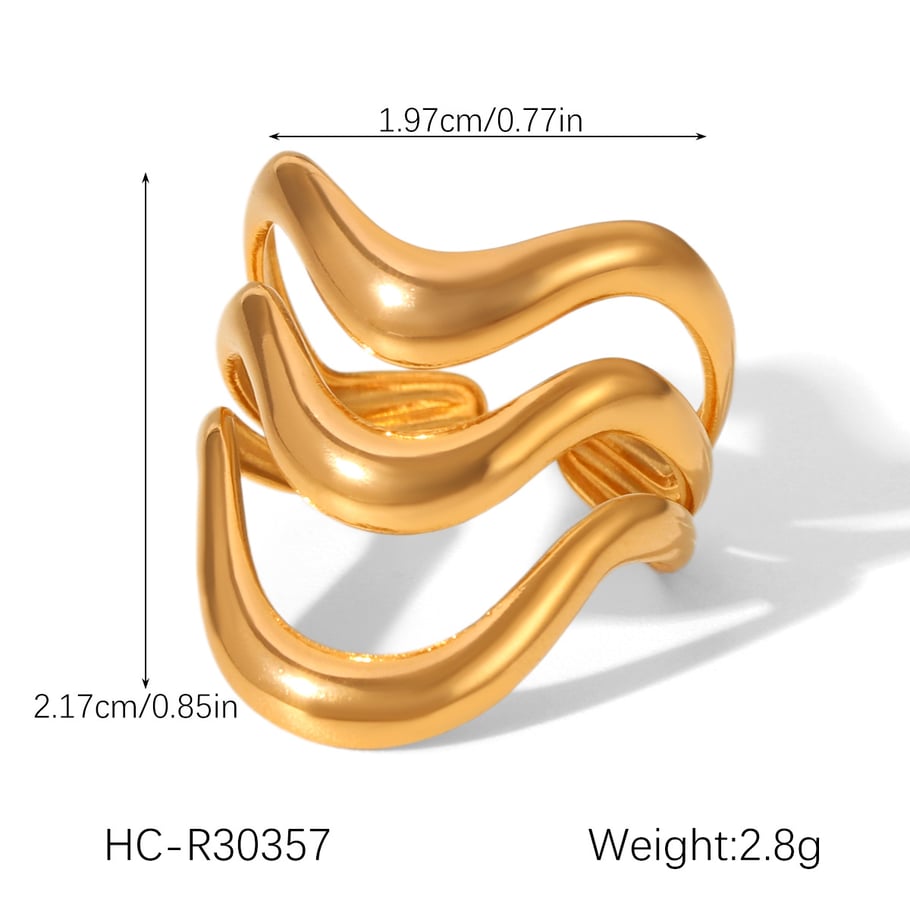1 Stück einfache Statement-Ringe aus Edelstahl mit täglichen Linien in Goldfarbe Bild2