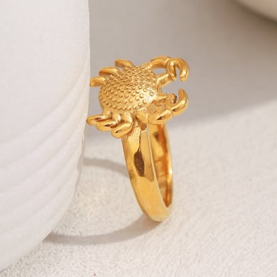 1 stuk klassieke krab roestvrij staal goudkleurige statement ringen h5 Afbeelding5