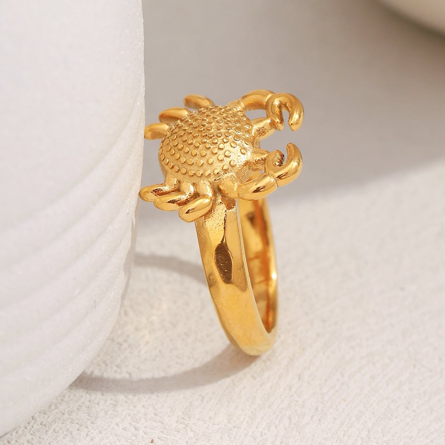 1 stuk klassieke krab roestvrij staal goudkleurige statement ringen Afbeelding5