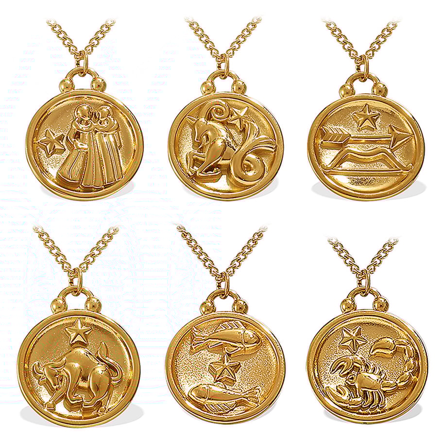 1 Piece Zodiac Signs Stainless Steel Mixed Color Pendant Necklace h5Picture5