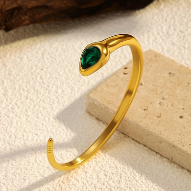1 Piece Snake Shape Stainless Steel Gold Color Cuff Bracelet h5 Picture4