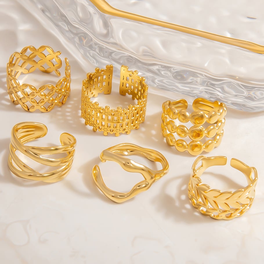 1 stuk roestvrijstalen statement ring in goudkleur Afbeelding3