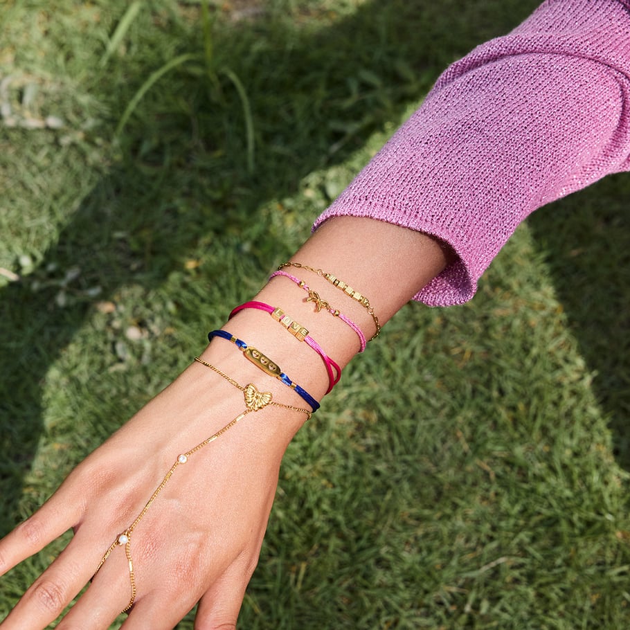 1 stuk romantische strikknoop roestvrij staal goudkleurige dameskettingarmbanden Afbeelding7