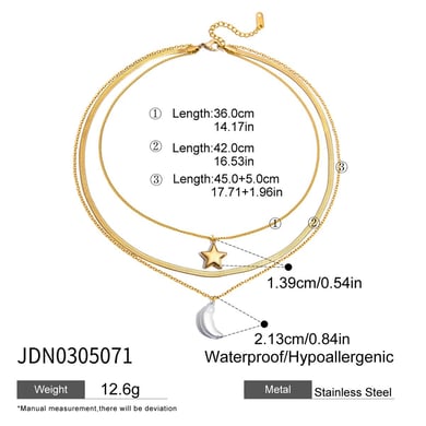 Conjunto de joyería clásica de acero inoxidable con perlas de agua dulce de 1 pieza, sol y luna, para mujer h5 Imagen2