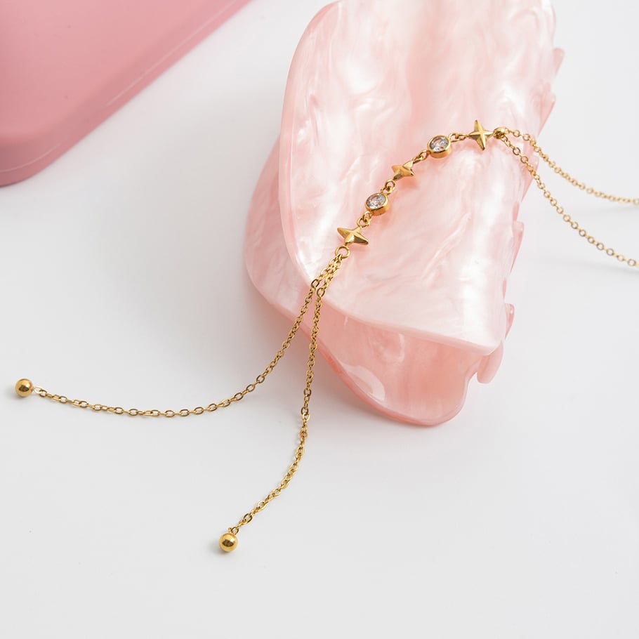1 collar con colgante de acero inoxidable con forma de estrella de cadena larga para mujer Imagen5