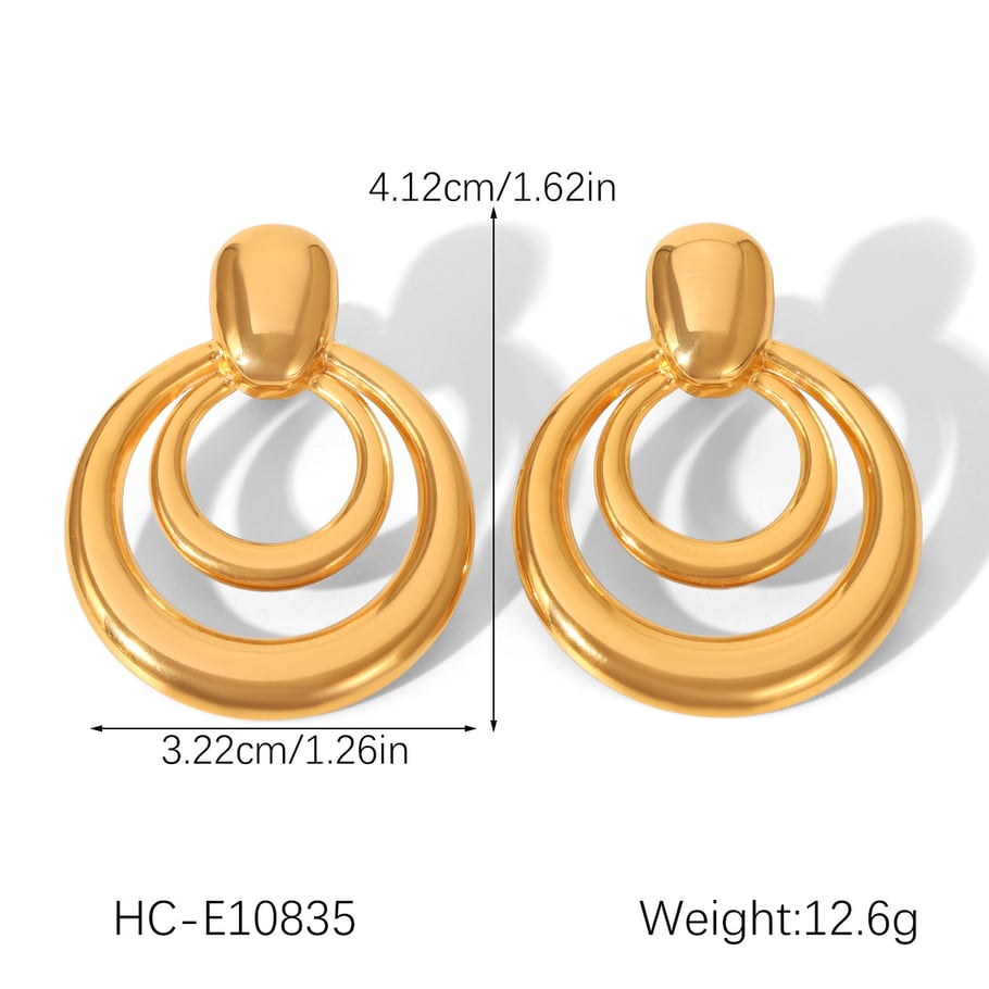 1 Pair Modern Circle Shape Stainless Steel Gold Color Women's Stud Earrings Picture2