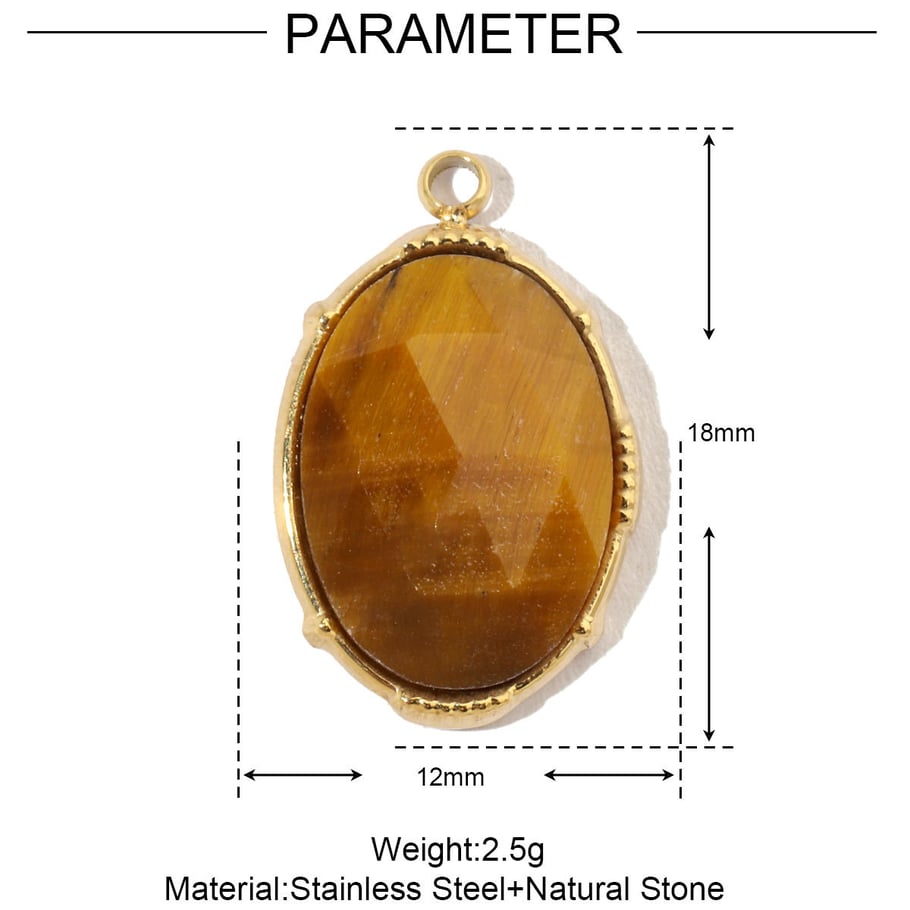 1 colgante clásico ovalado de piedras naturales para mujer Imagen2