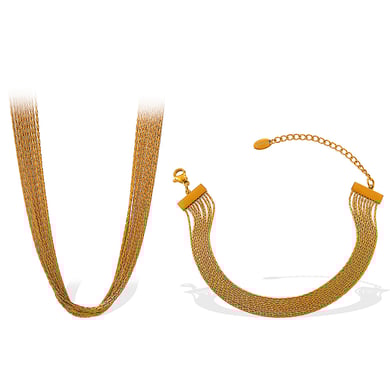 Chain Stainless Steel Gold Color Necklace Set h5 Picture5