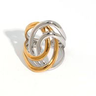 Gold and silver color/One size/1件戒指 Immagine3