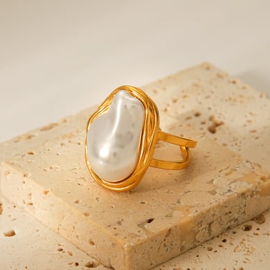 1 Stück Simple Series Tägliche unregelmäßige Form Edelstahl Statement Ringe h5 Bild3