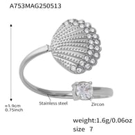 A753-Steel 5A Zircon Shell Ring/No.7 Picture6
