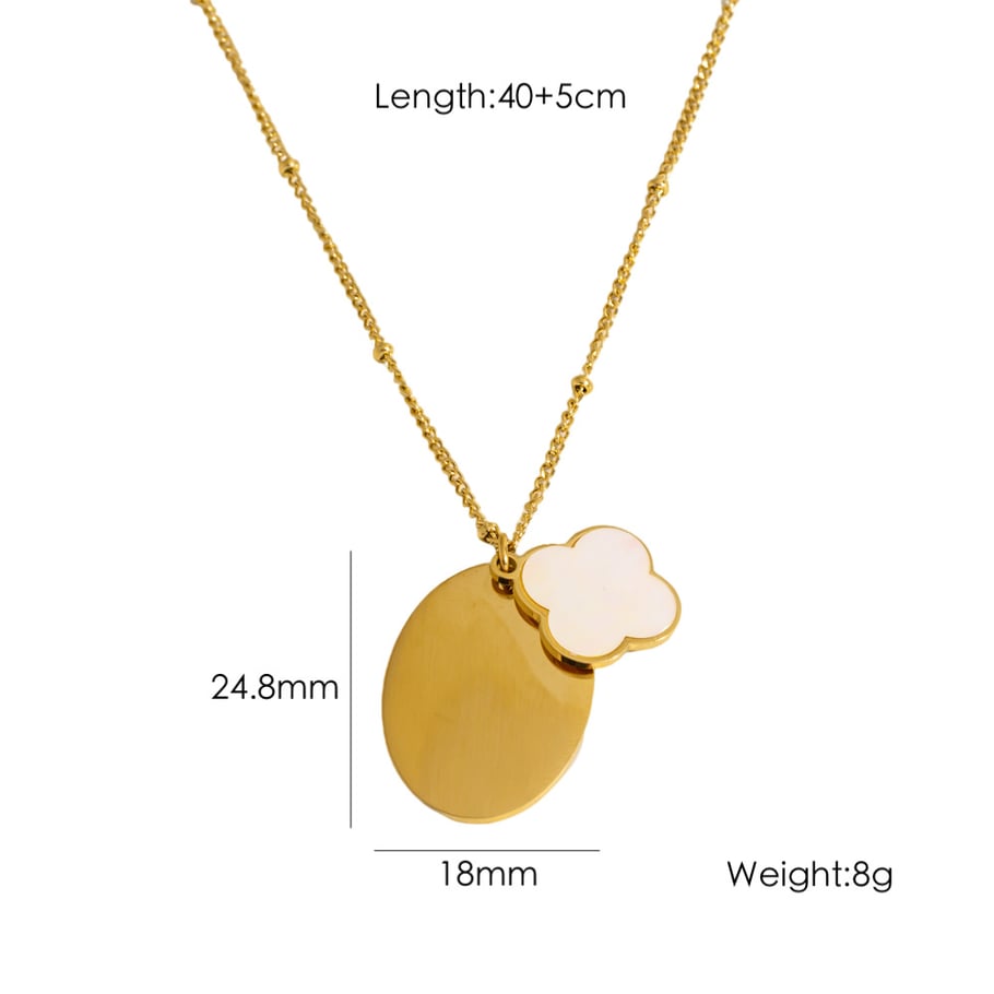Simple Stainless Steel Women's Pendant Necklace with Shell  Flower Designs 