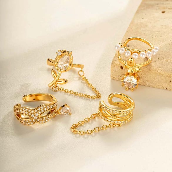 1 Piece Bow Knot Copper Gold Color Zircon Clip-On Earring